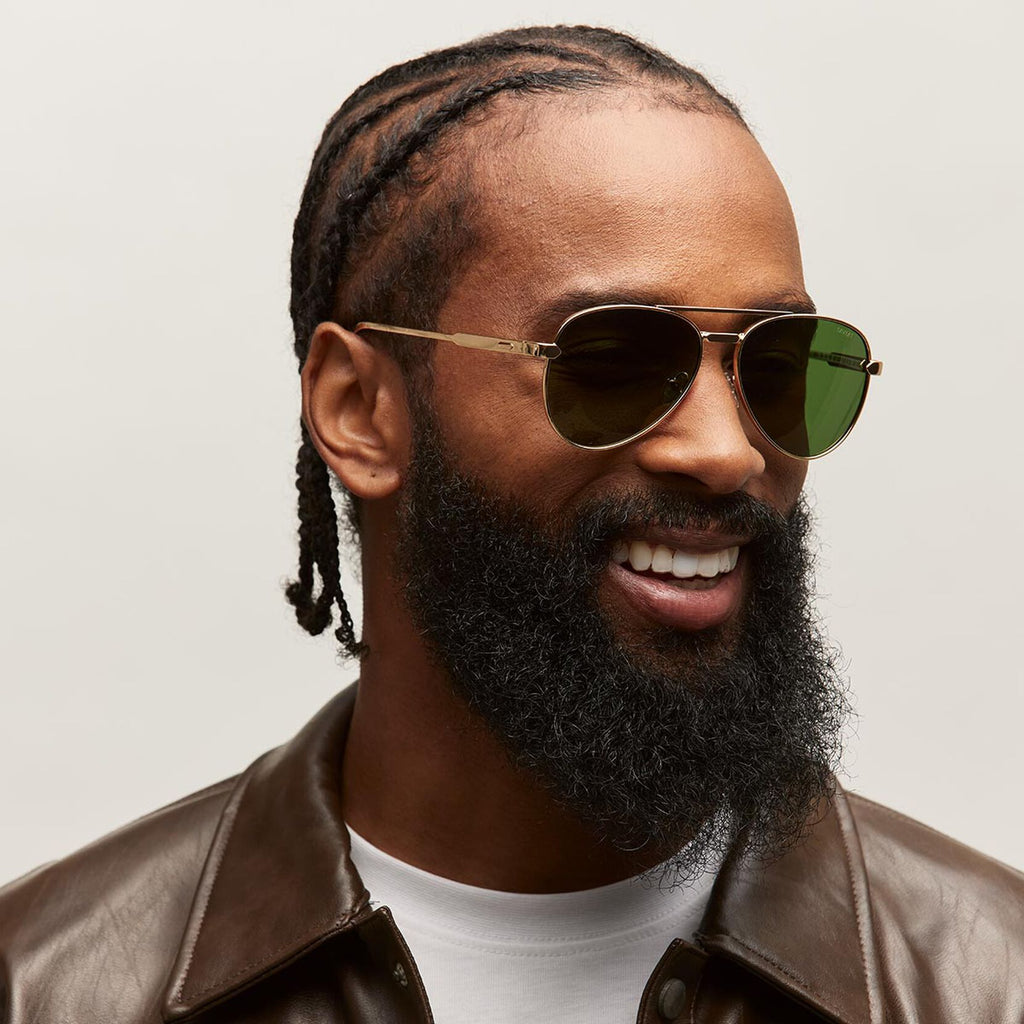 Miramar Aviator Sunglasses | Gold Frame + Green Lens | Non-Polarized - image 4