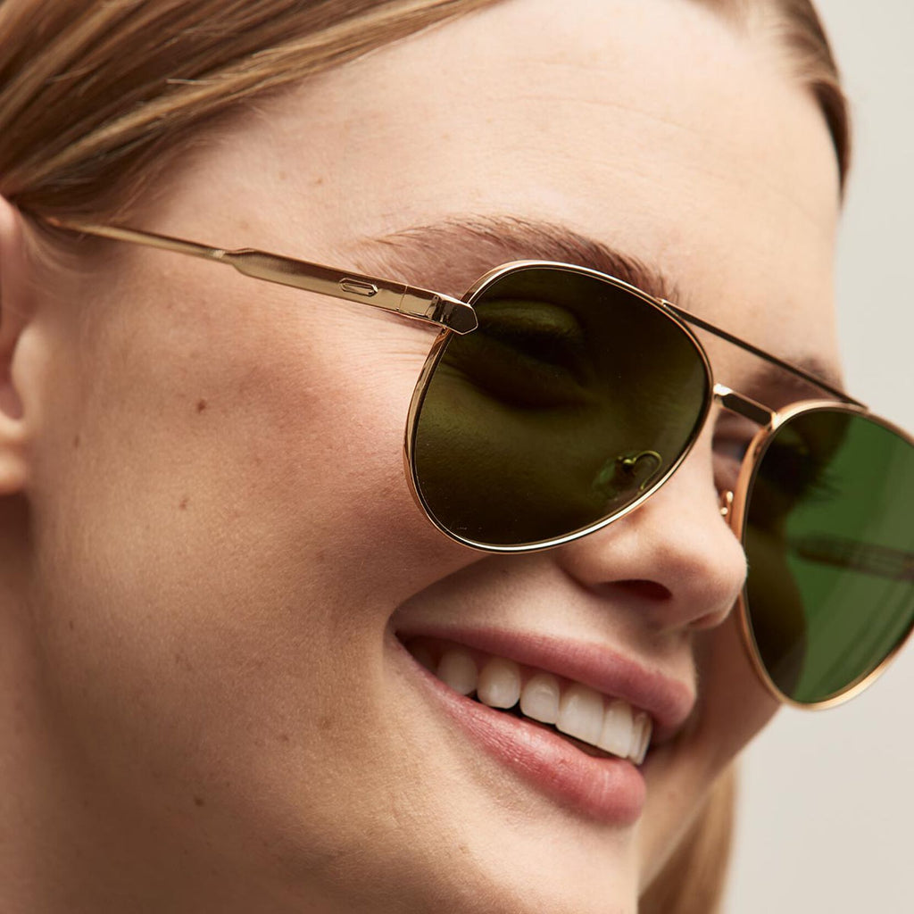 Miramar Aviator Sunglasses | Gold Frame + Green Lens | Polarized - image 6