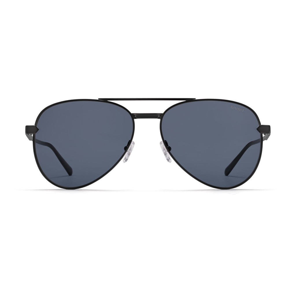 Miramar Aviator Sunglasses | Black Frame + Grey Lens | Polarized - main image