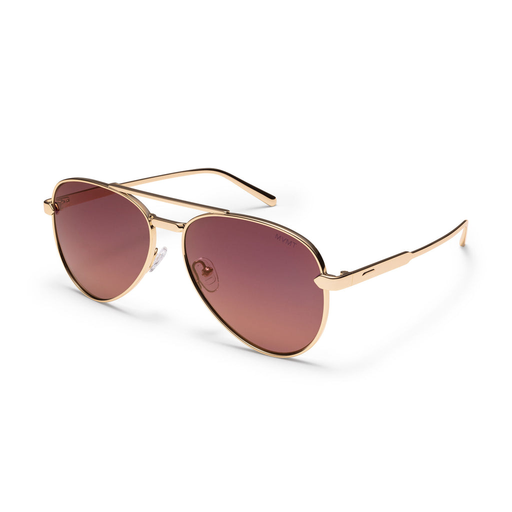 Miramar Aviator Sunglasses | Gold Frame + Violet Flare Gold Lens | Non-Polarized - image 2