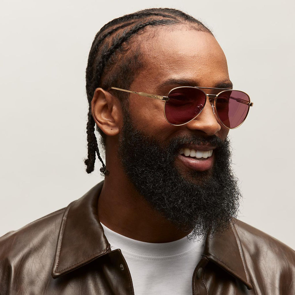 Miramar Aviator Sunglasses | Gold Frame + Violet Flare Gold Lens | Non-Polarized - image 4