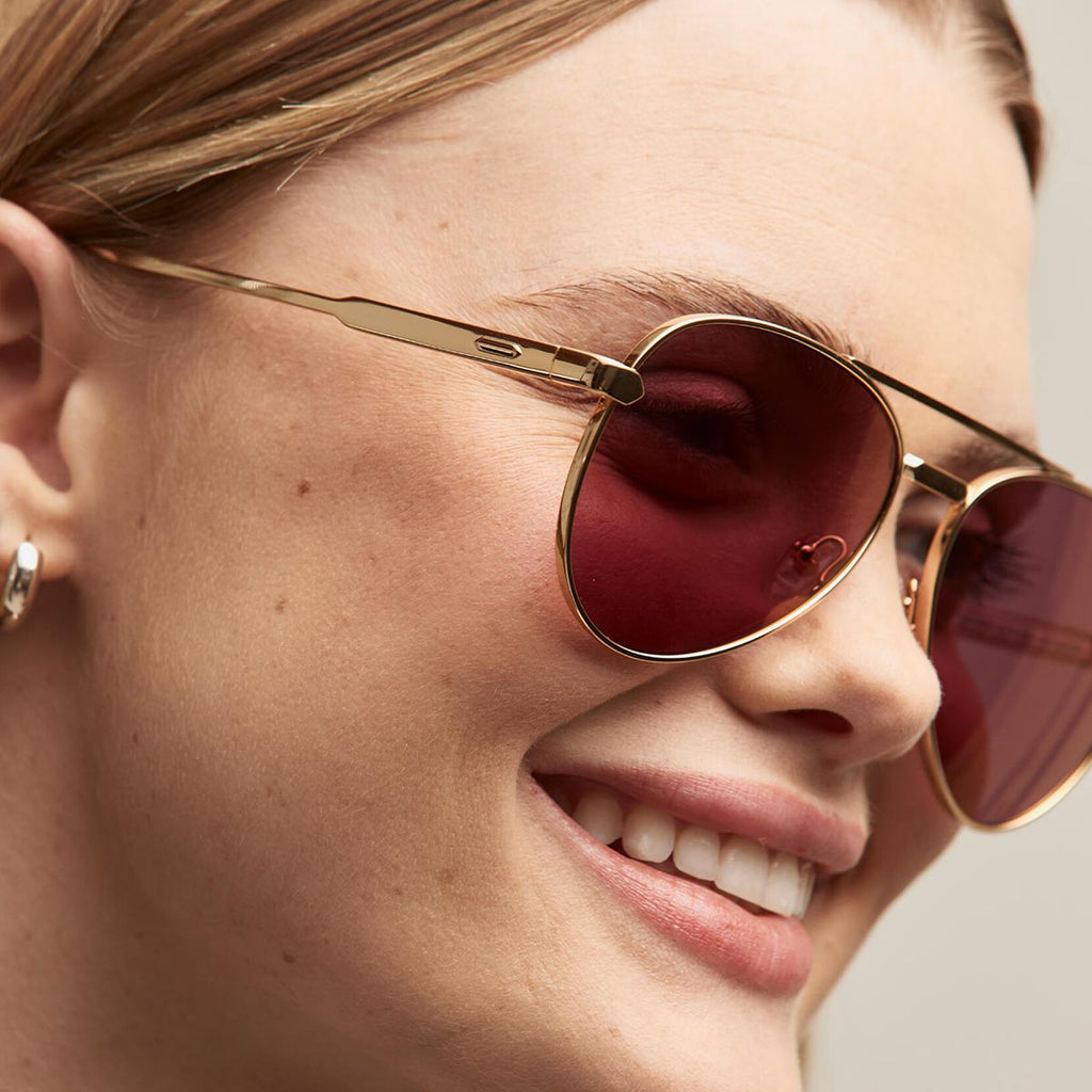 Miramar Aviator Sunglasses | Gold Frame + Violet Flare Gold Lens | Non-Polarized - image 6