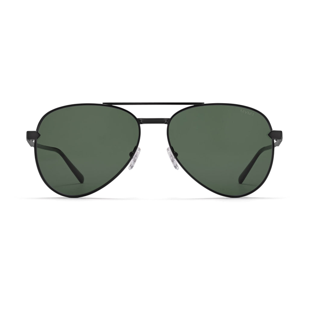 Miramar Aviator Sunglasses | Black Frame + Green Lens | Non-Polarized - main image