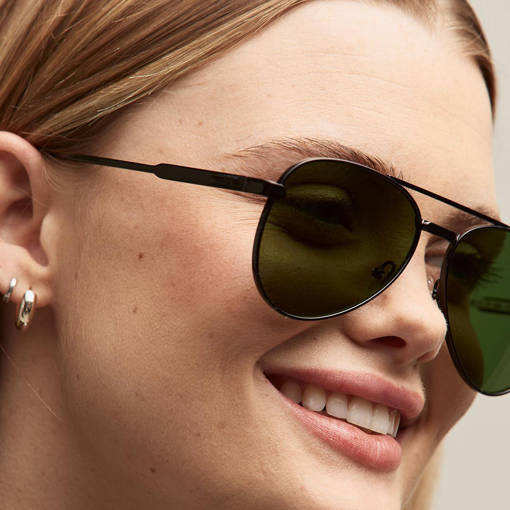 Miramar Aviator Sunglasses | Black Frame + Green Lens | Polarized - image 6