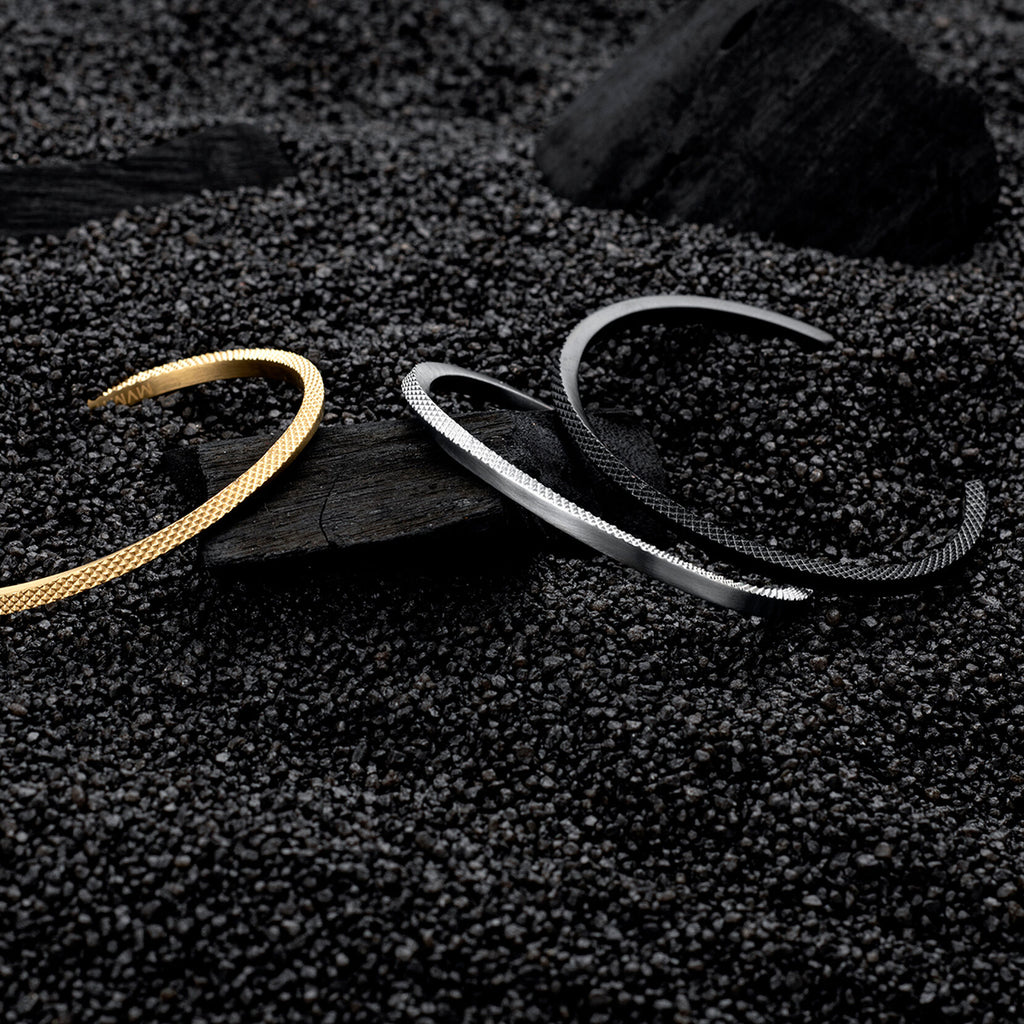 Twist Knurling Cuff Men's Bracelet | Black - image 3