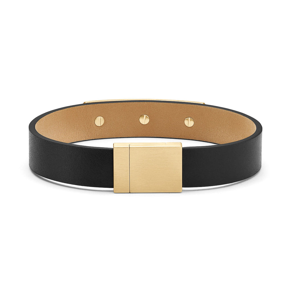 Leather ID Bracelet | Black + Gold - image 2