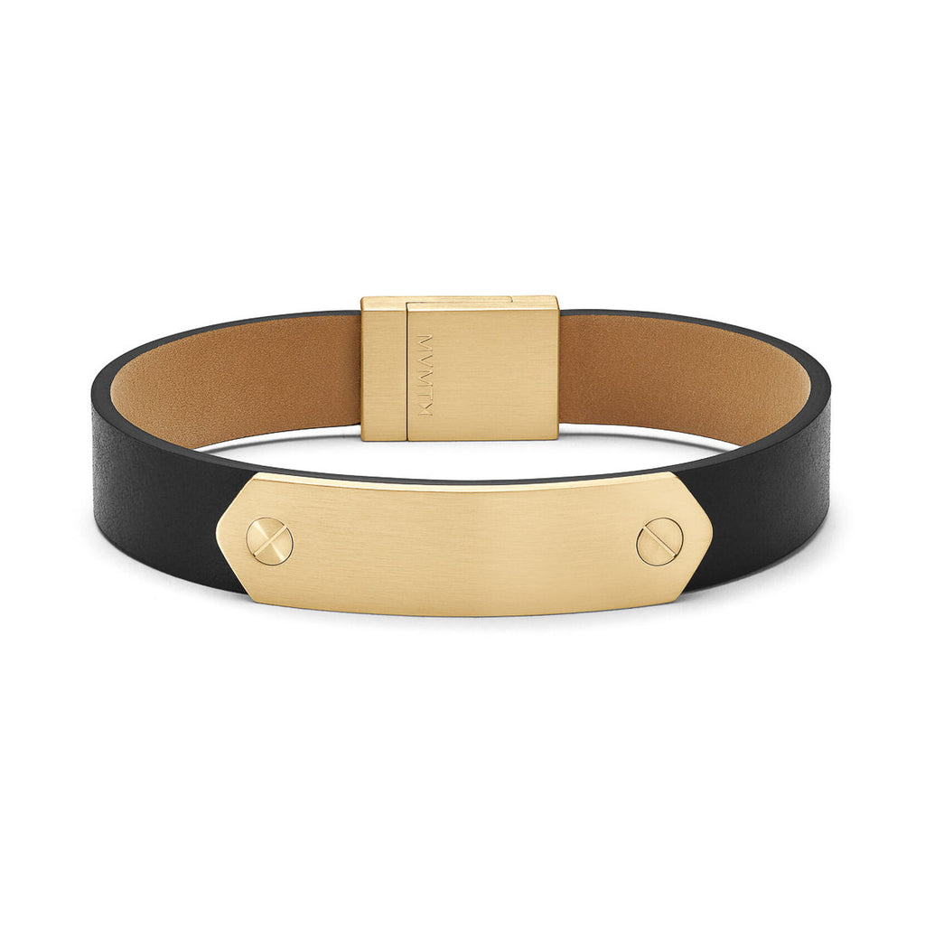 Leather ID Bracelet | Black + Gold - main image