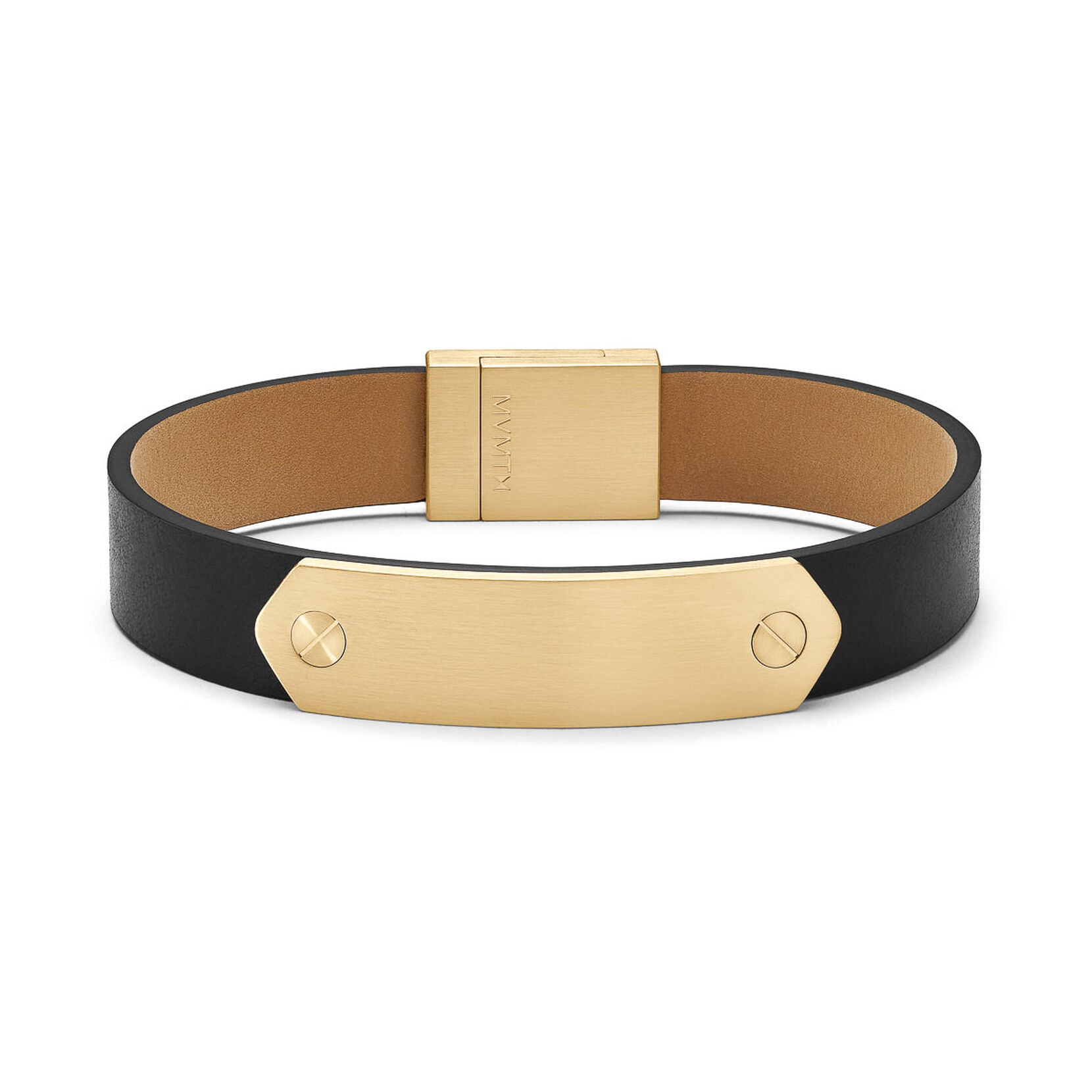 Leather ID Bracelet | Black + Gold - main image