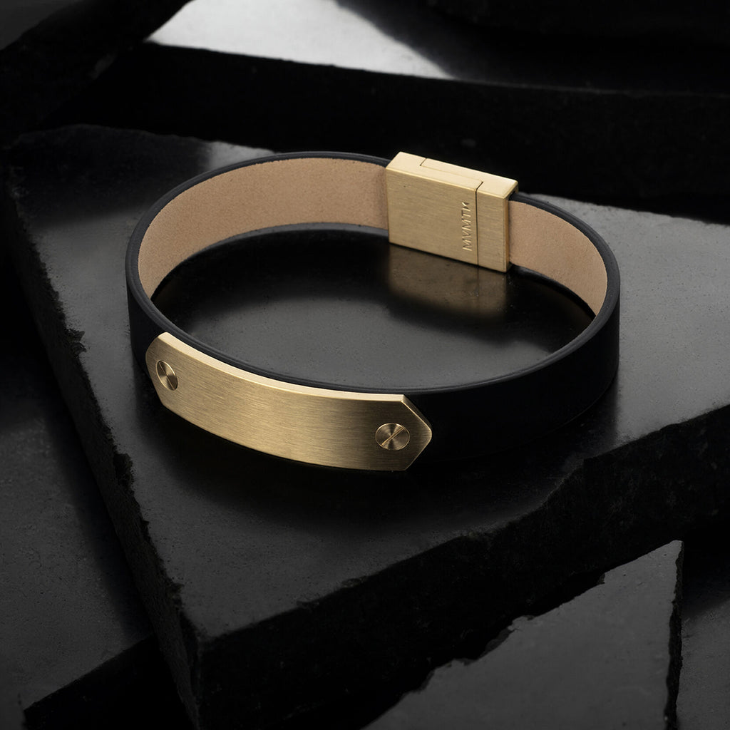 Leather ID Bracelet | Black + Gold - image 3