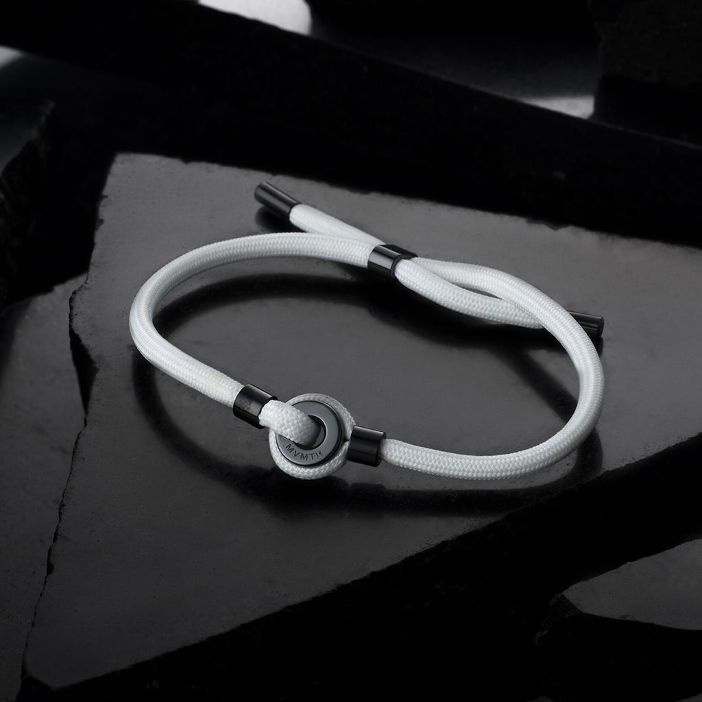 Ceramic Upcycled Rope Bracelet | White + Black Ceramic - image 3