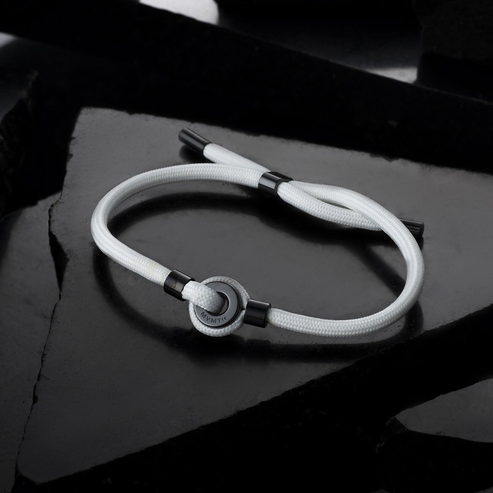 Ceramic Upcycled Rope Bracelet | White + Black Ceramic - image 3
