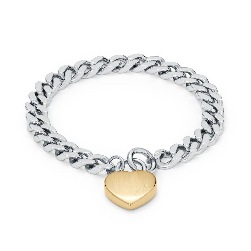 Chunky Heartlock Chain Women's Bracelet | Silver + Gold - main image