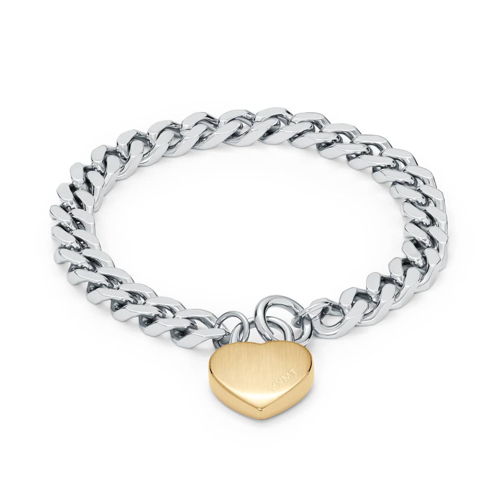 Chunky Heartlock Chain Women's Bracelet | Silver + Gold - main image
