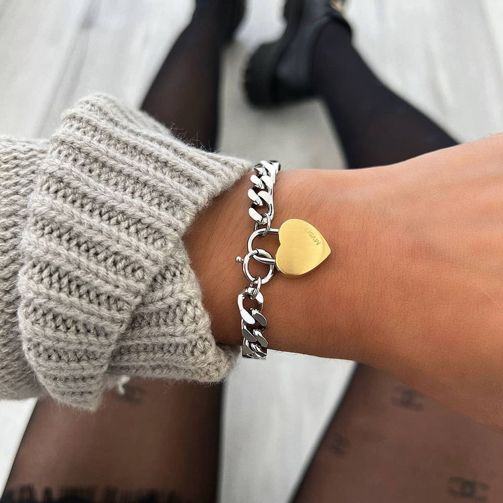 Chunky Heartlock Chain Women's Bracelet | Silver + Gold - image 5