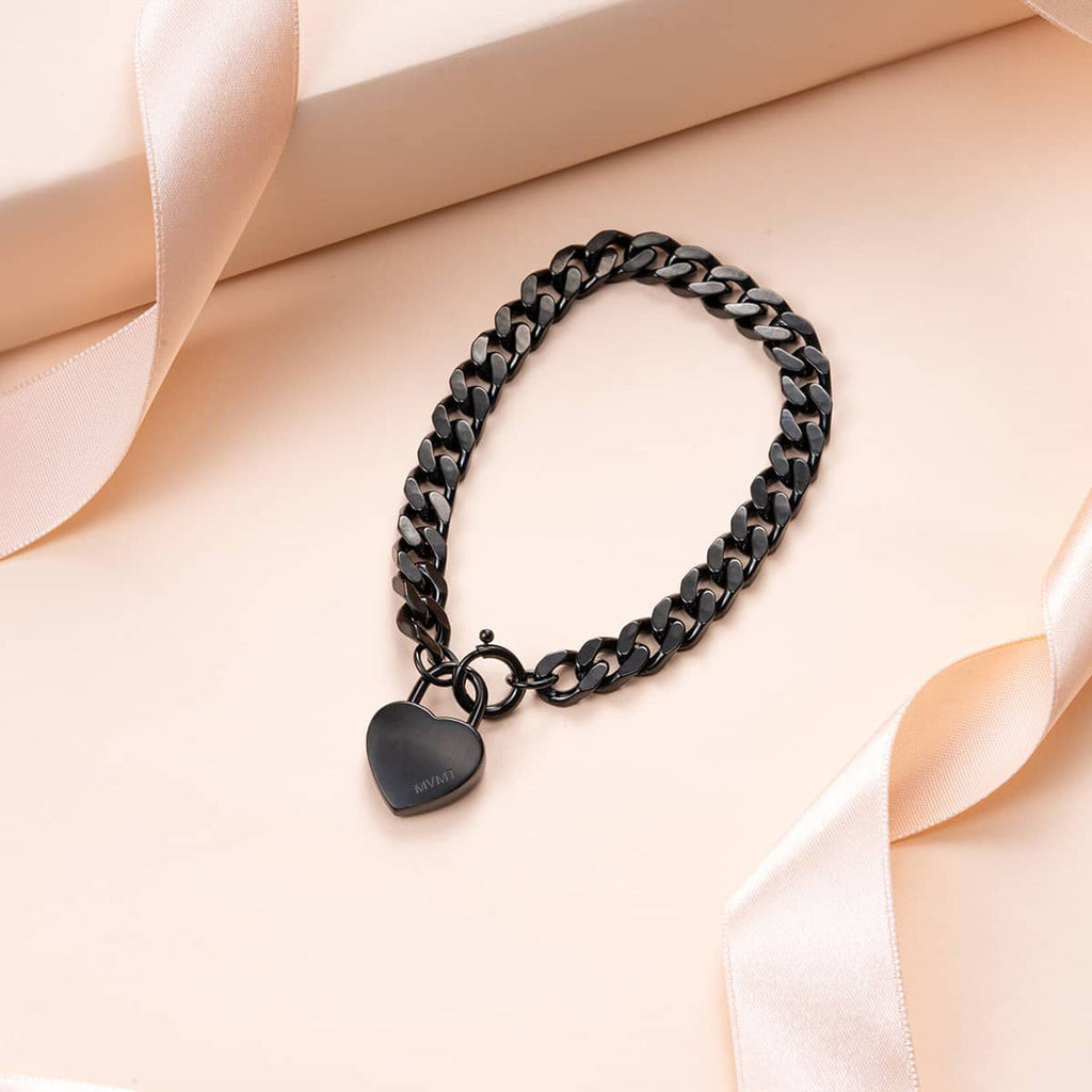Chunky Heartlock Chain Bracelet | Black - image 3