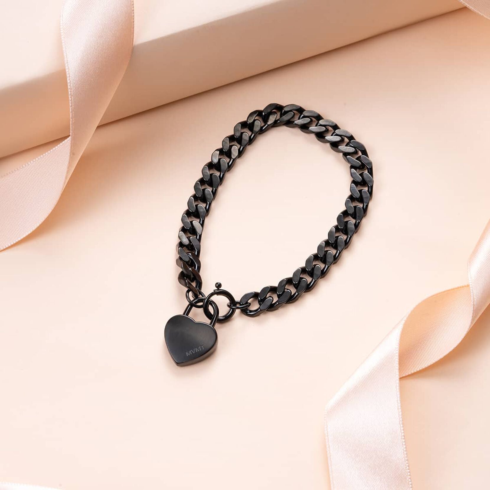 Chunky Heartlock Chain Bracelet | Black - image 3