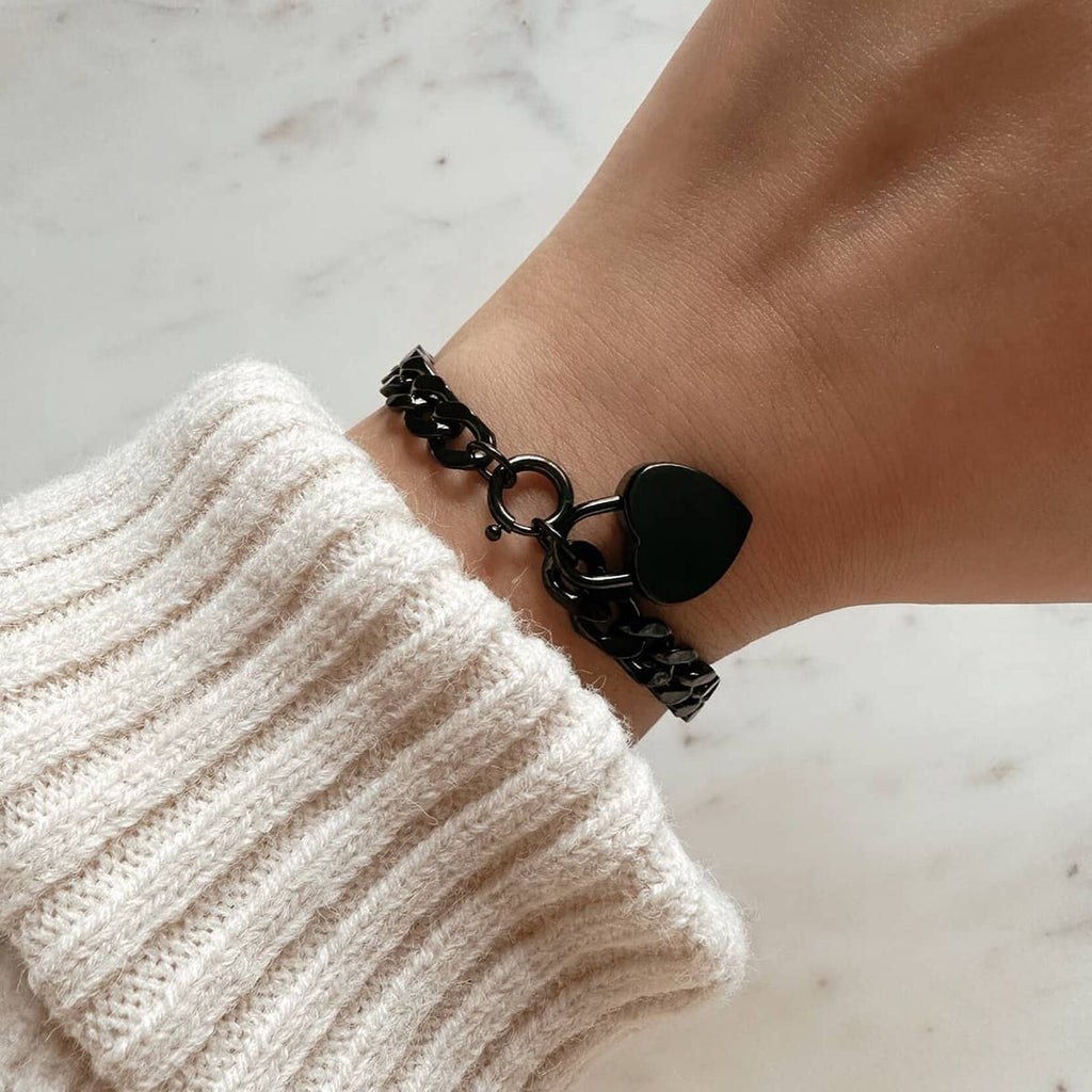 Chunky Heartlock Chain Bracelet | Black - image 4