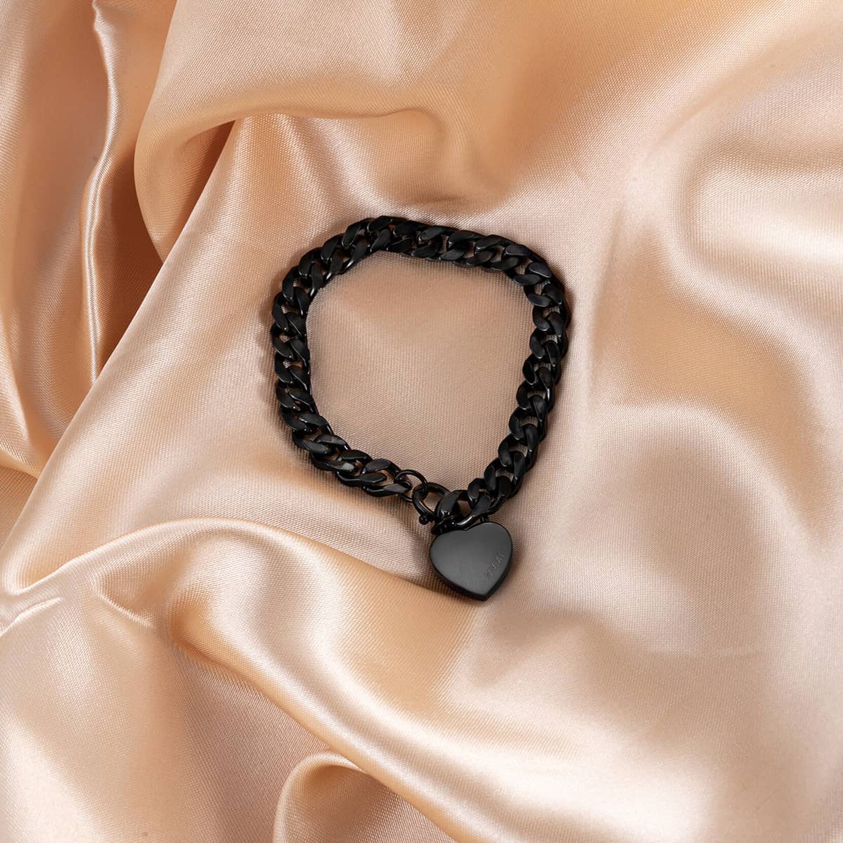 Chunky Heartlock Chain Bracelet | Black - image 6