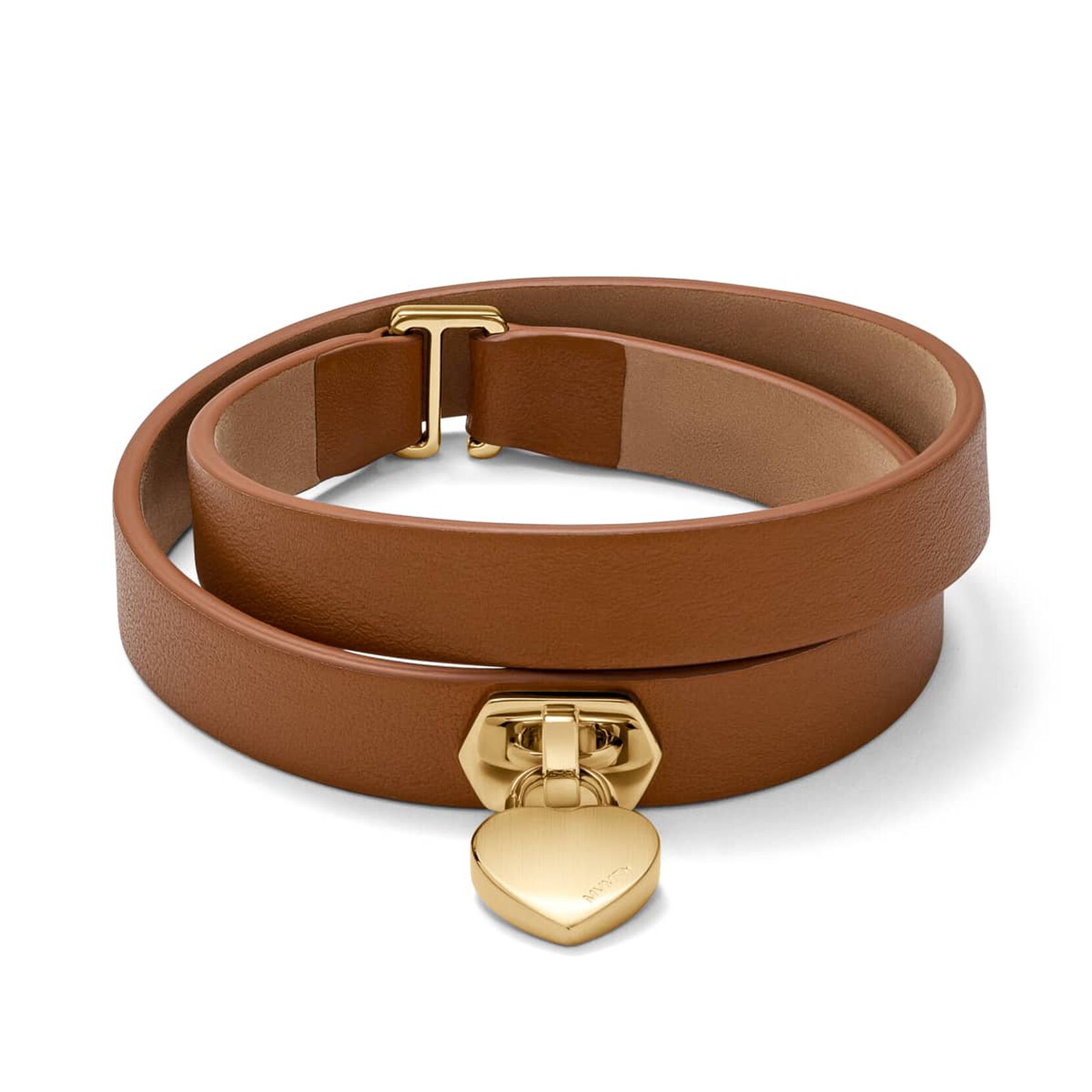 Double Leather Heartlock Bracelet | Tan - main image