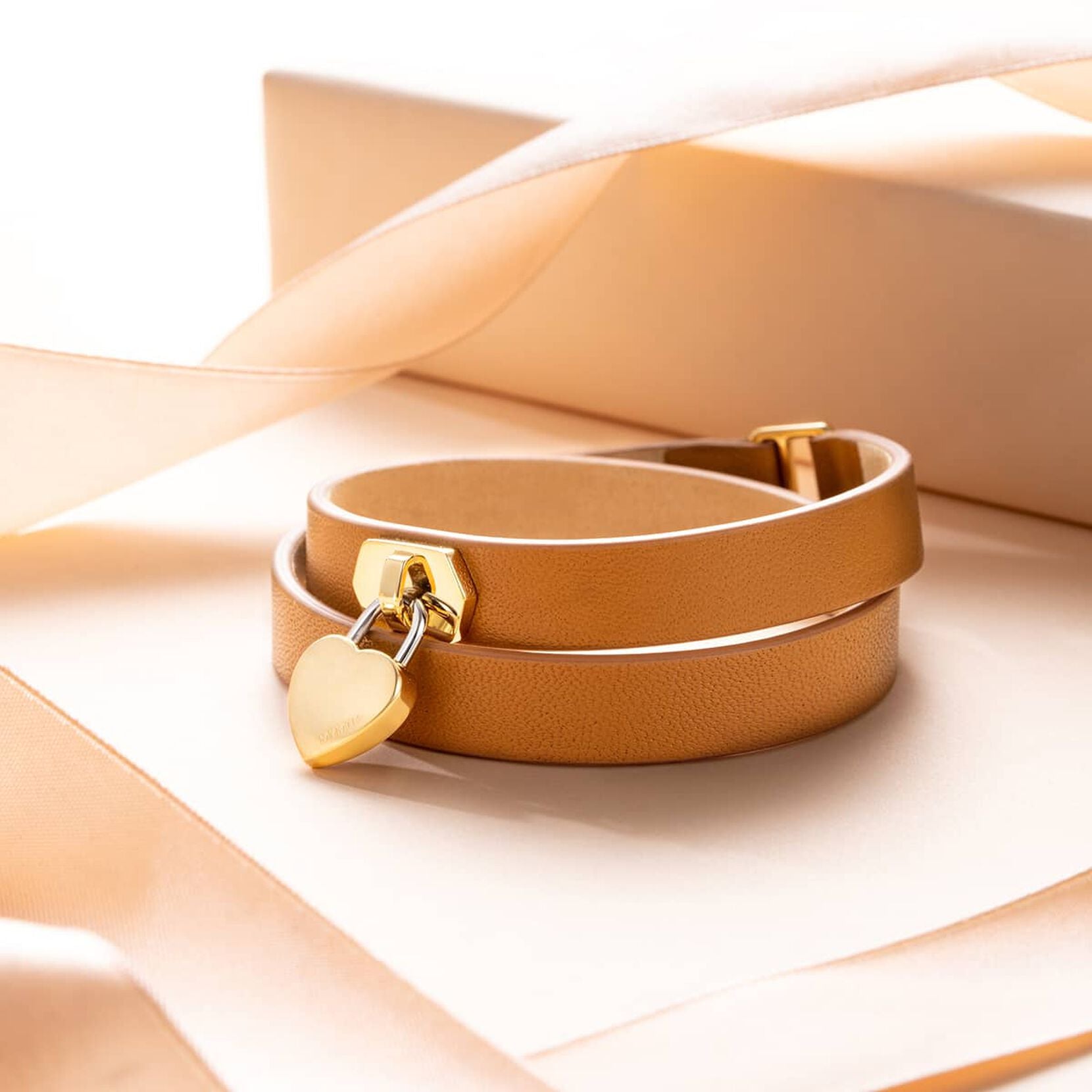 Double Leather Heartlock Bracelet | Tan - image 5