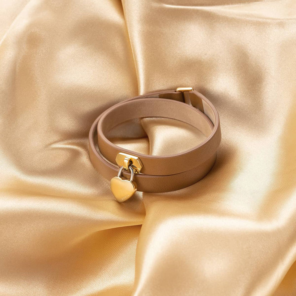 Double Leather Heartlock Bracelet | Tan - image 6