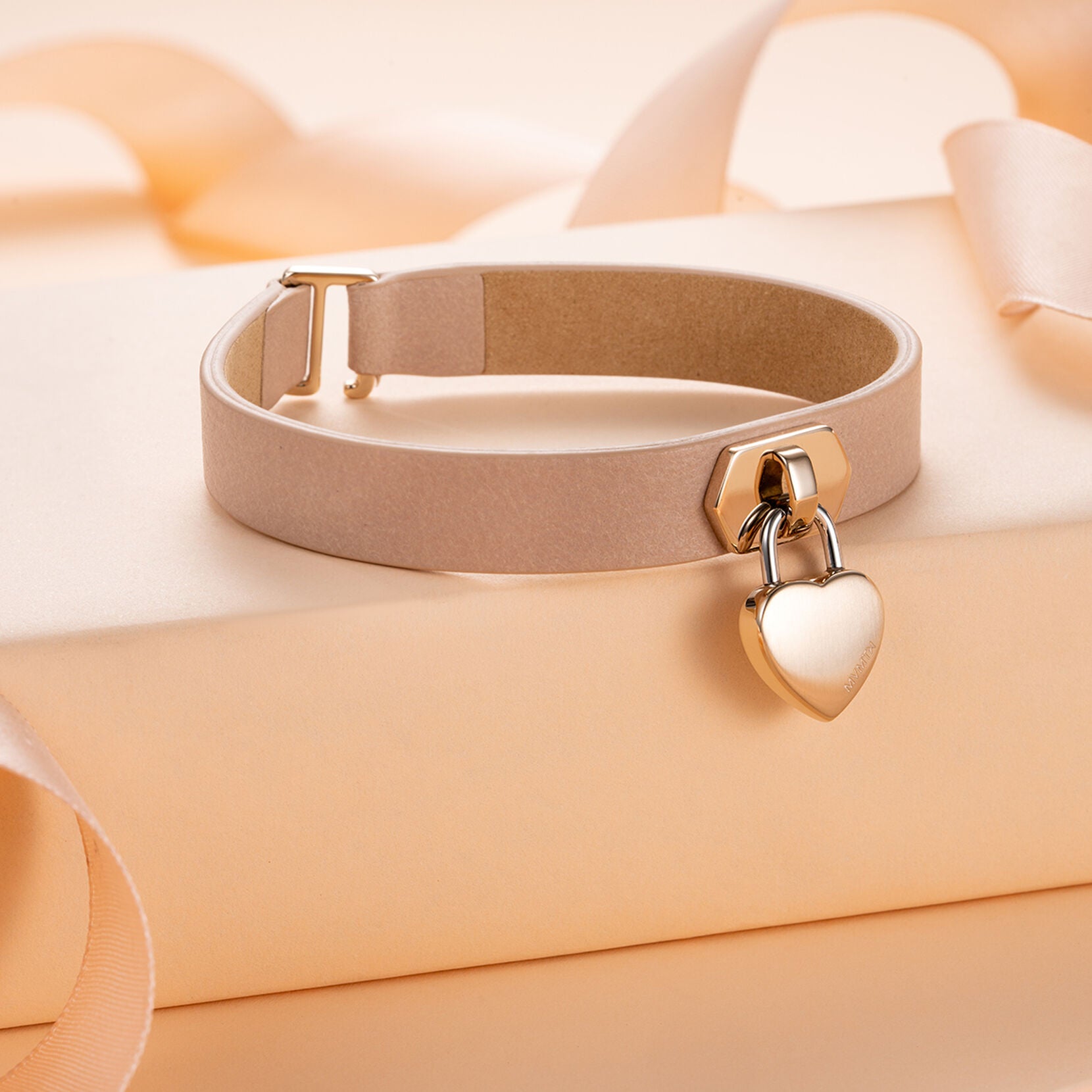 Leather Heartlock Bracelet | Rose Gold - image 4