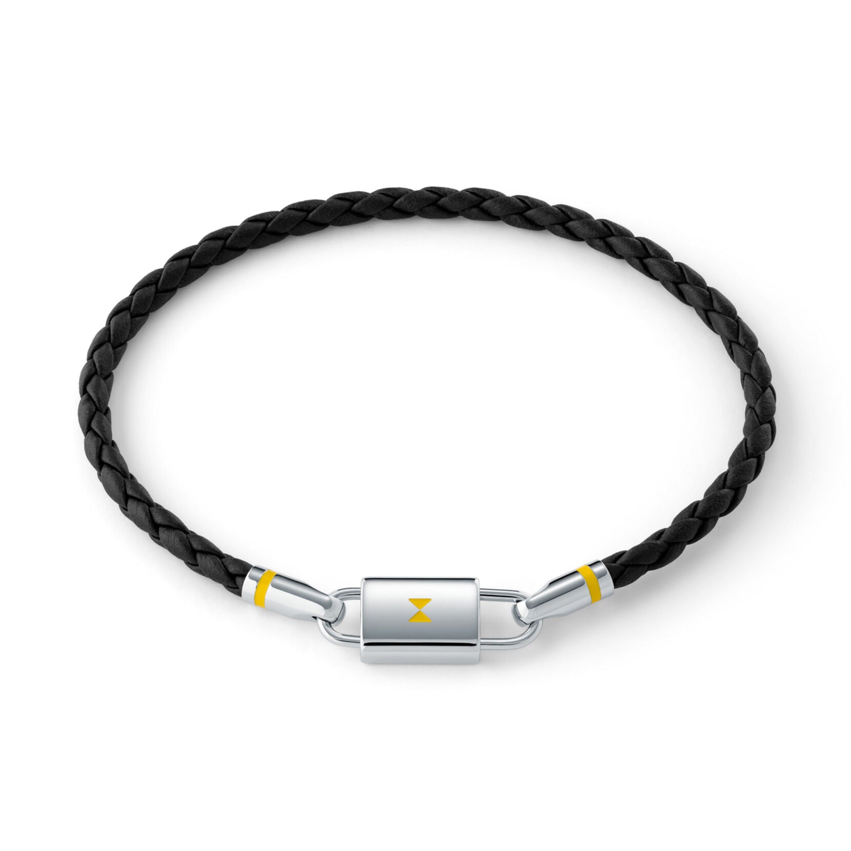 Braided Leather Bracelet | Black/Silver - main image