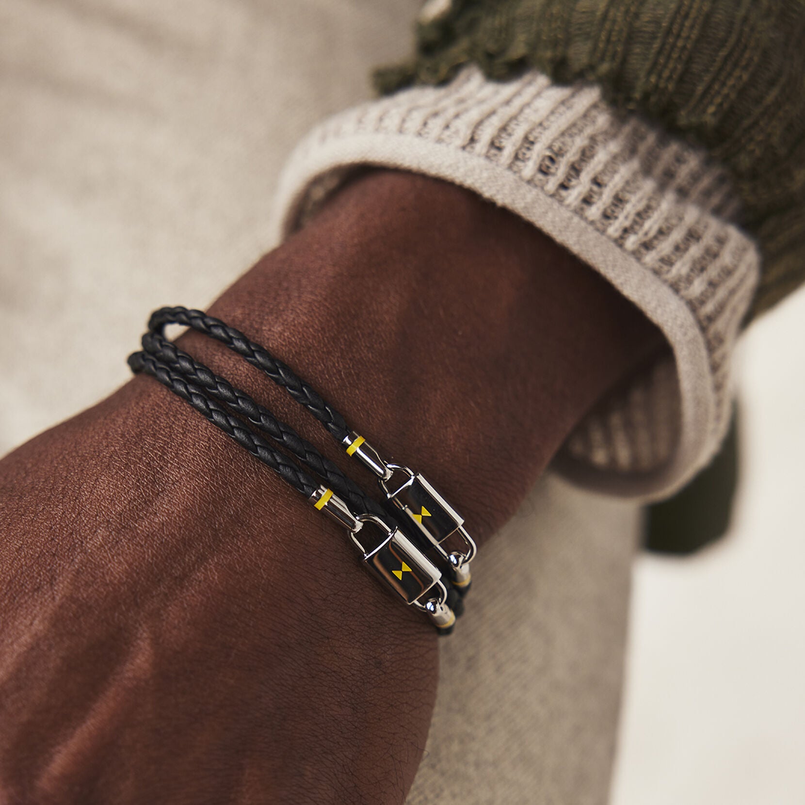 Braided Leather Bracelet | Black/Silver - image 3