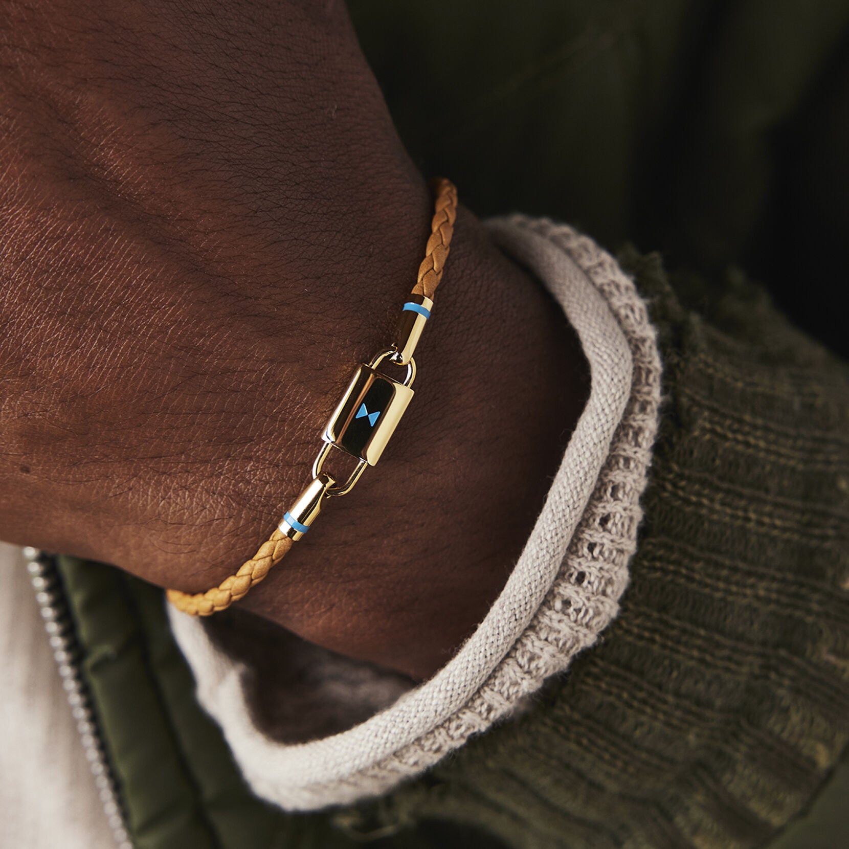 Braided Leather Bracelet | Brown/Gold - image 3