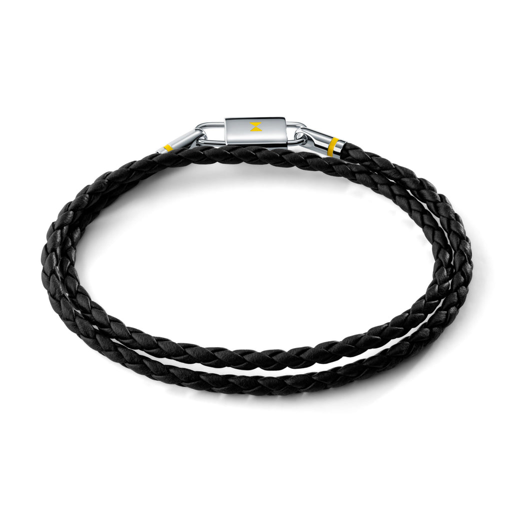 Double Braided Leather Bracelet | Black/Silver - image 2