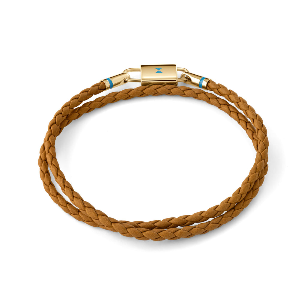 Double Braided Leather Bracelet | Brown/Gold - image 2
