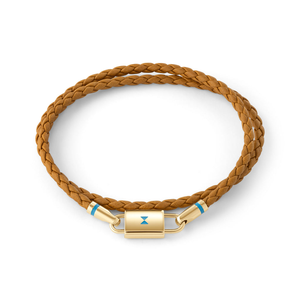 Double Braided Leather Bracelet | Brown/Gold - main image