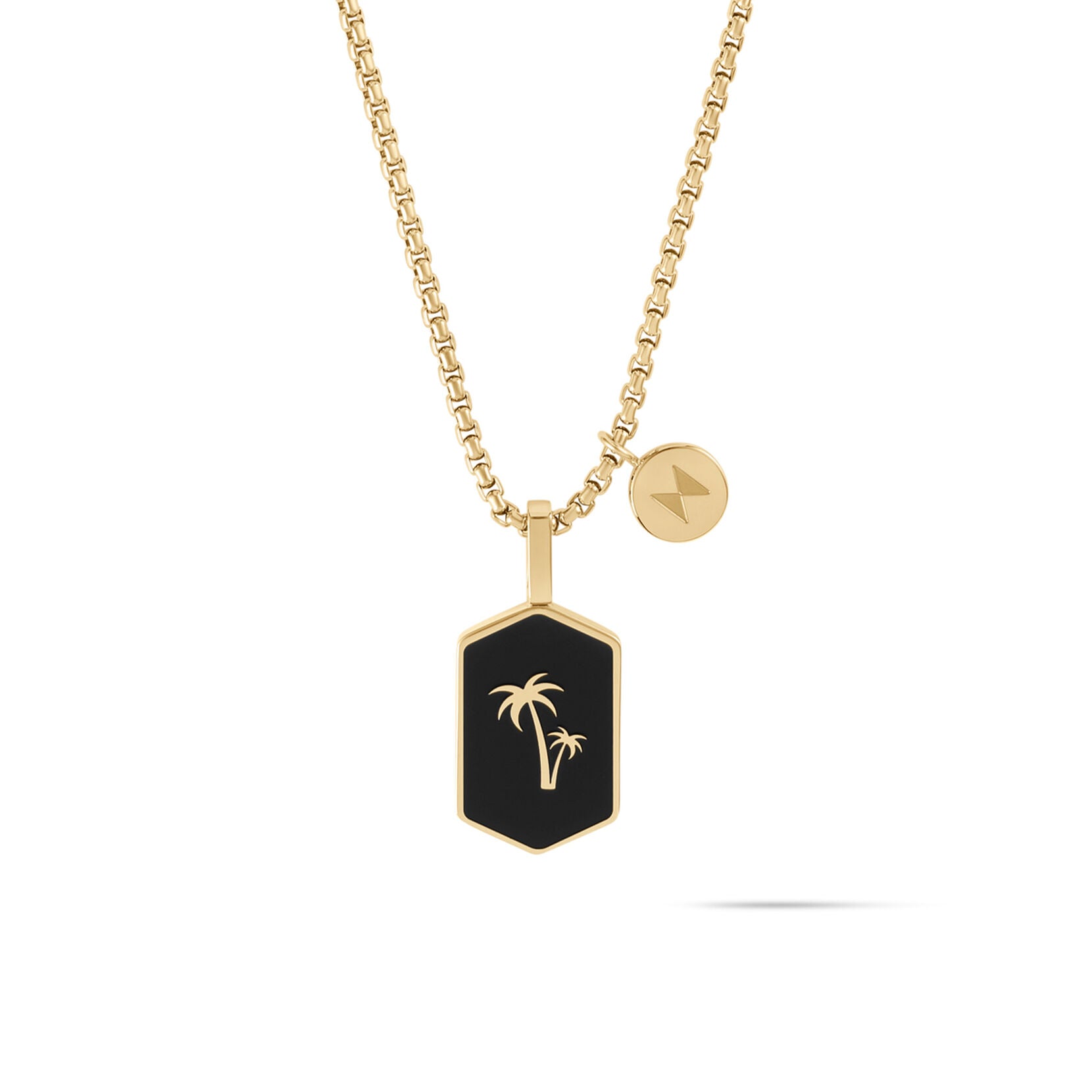 Hex Palm Tree Pendant Necklace | Gold/Black - main image