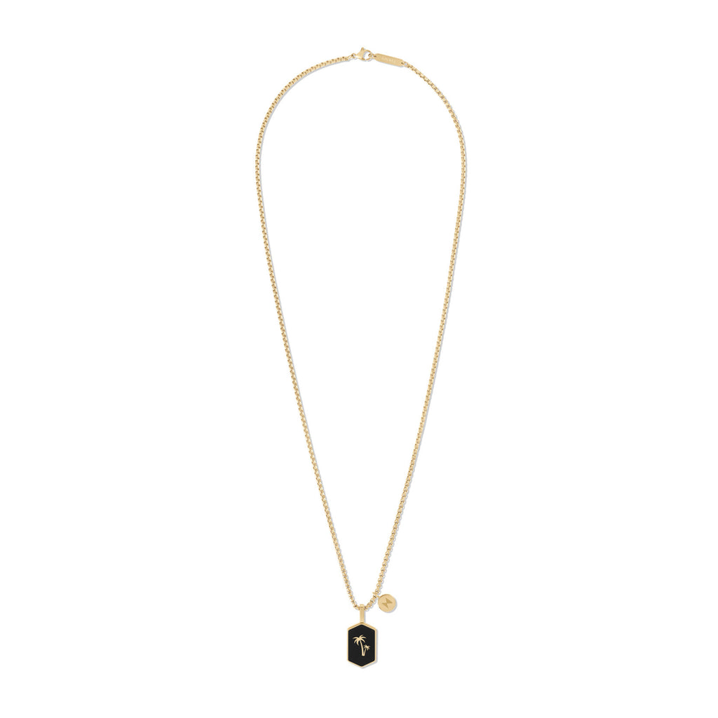 Hex Palm Tree Pendant Necklace | Gold/Black - image 2