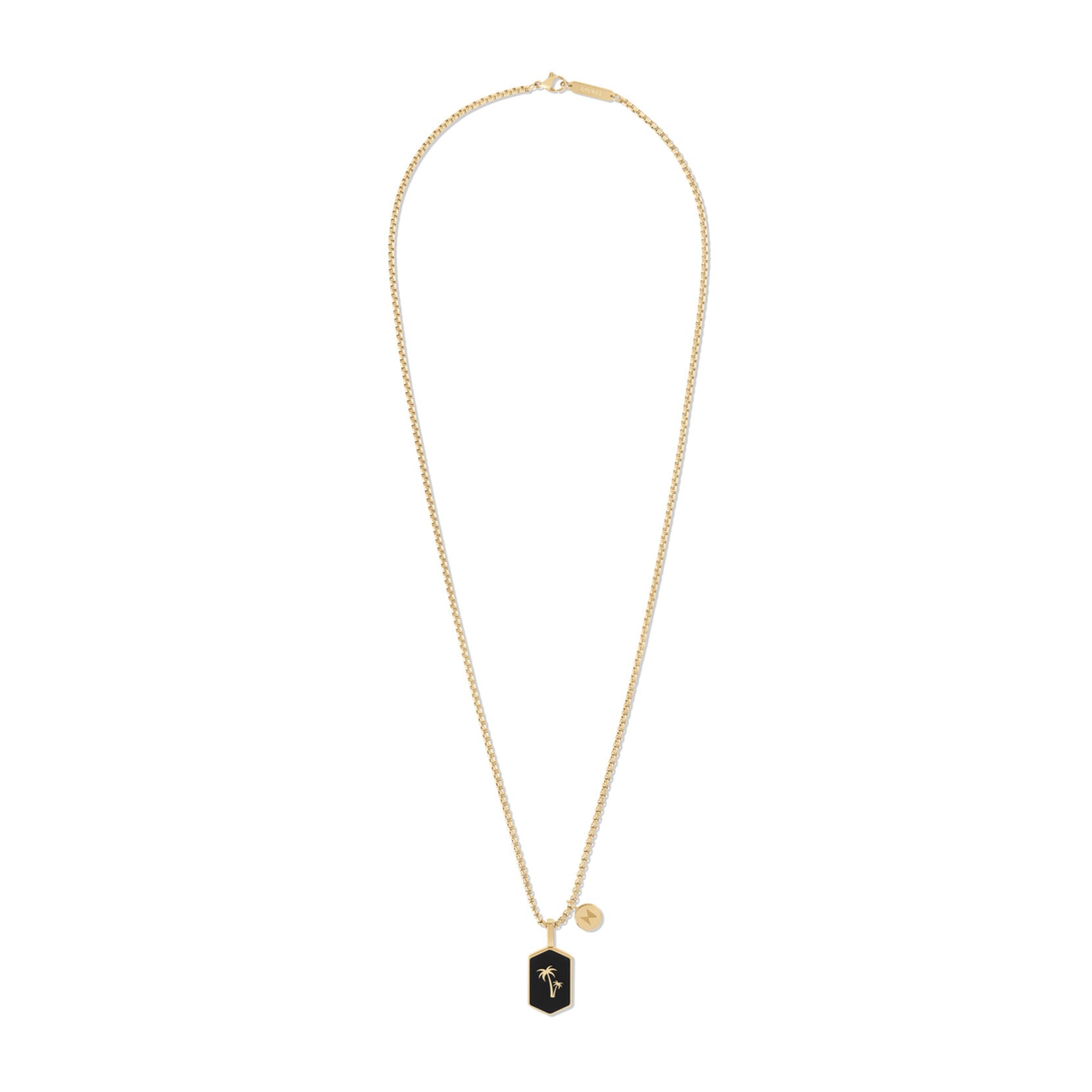 Hex Palm Tree Pendant Necklace | Gold/Black - image 2