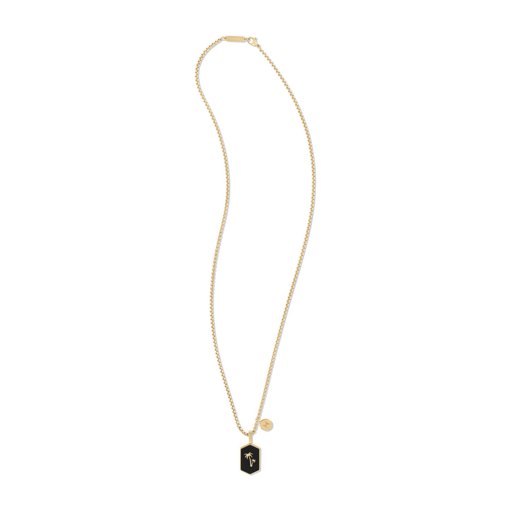 Hex Palm Tree Pendant Necklace | Gold/Black - image 3