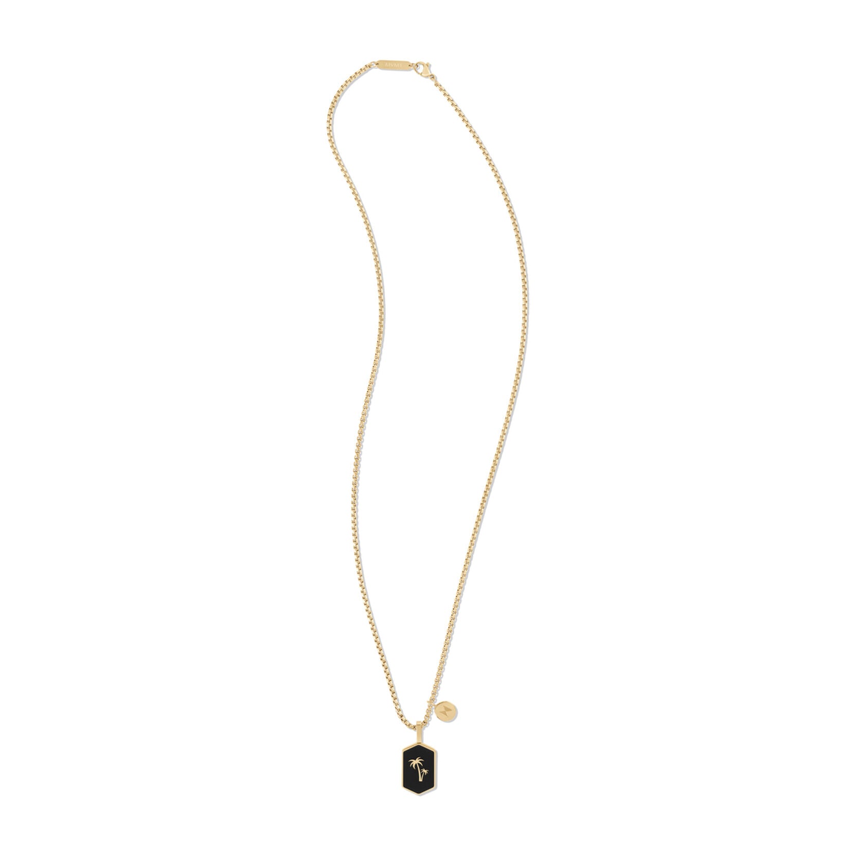 Hex Palm Tree Pendant Necklace | Gold/Black - image 3