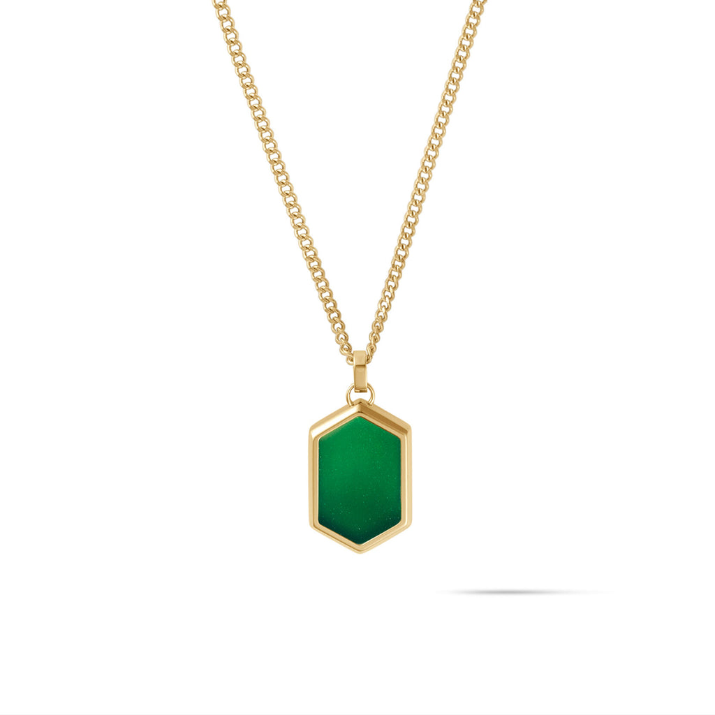 Hex Pendant Necklace | Green Malachite - main image