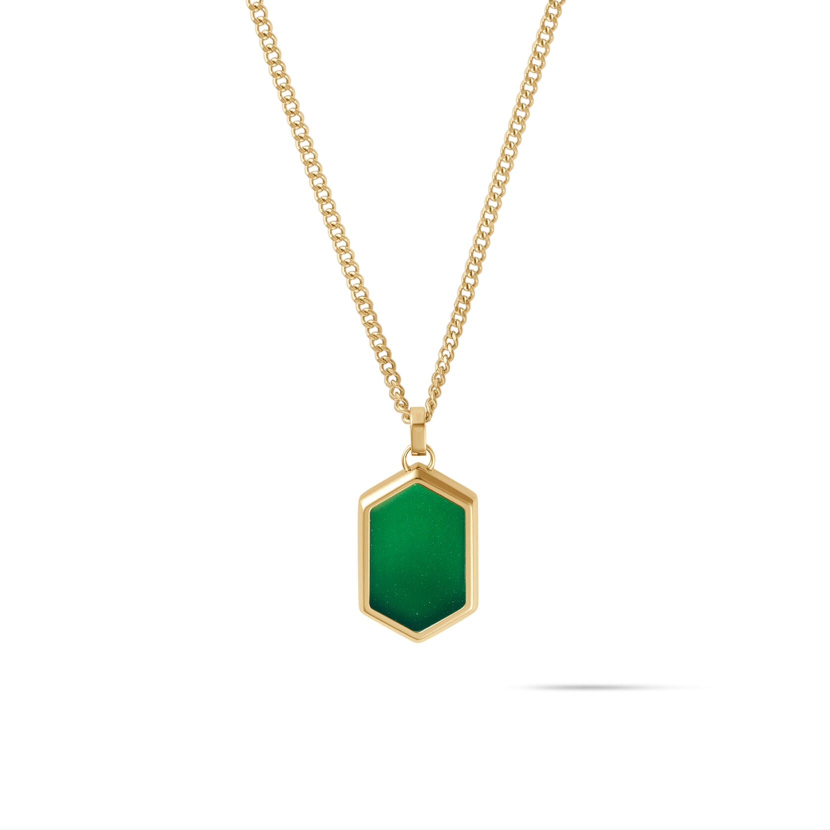 Hex Pendant Necklace | Green Malachite - main image