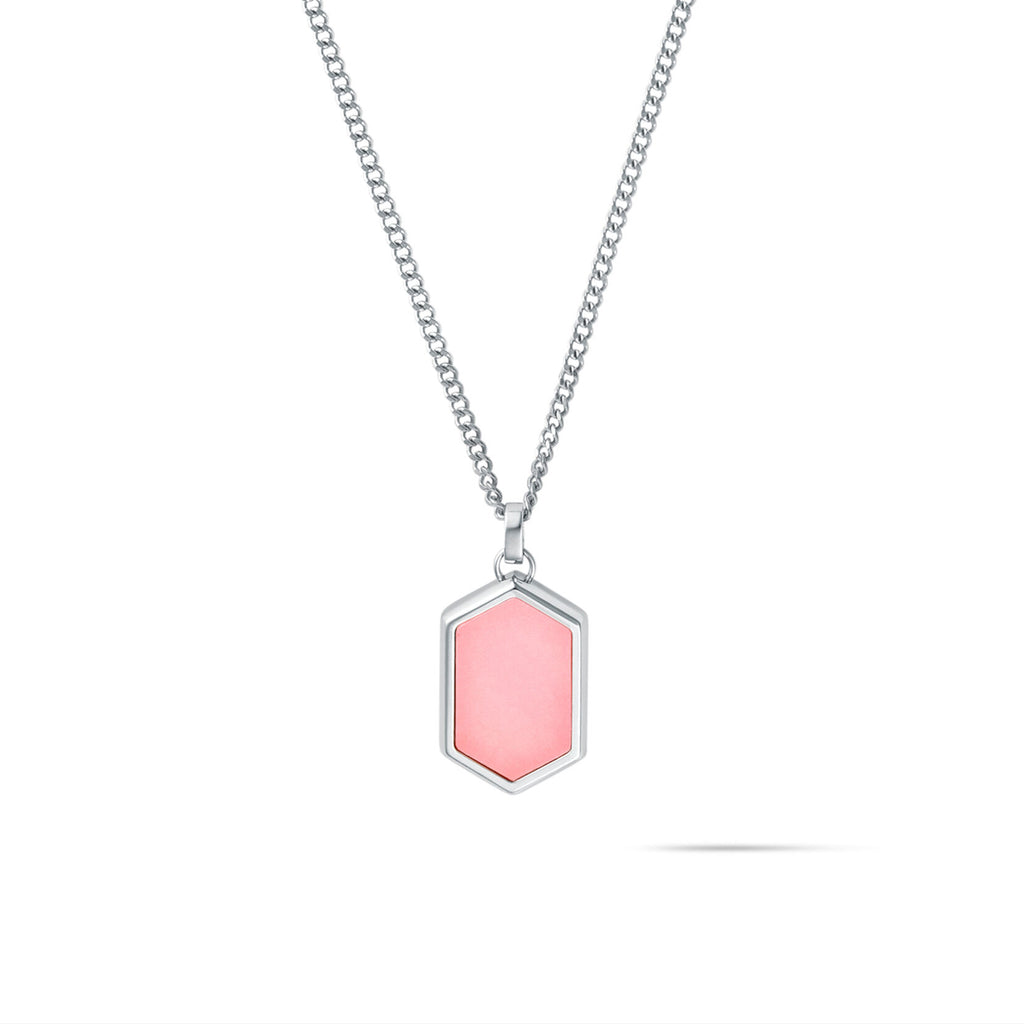 Hex Pendant Necklace | Pink Quartz - main image
