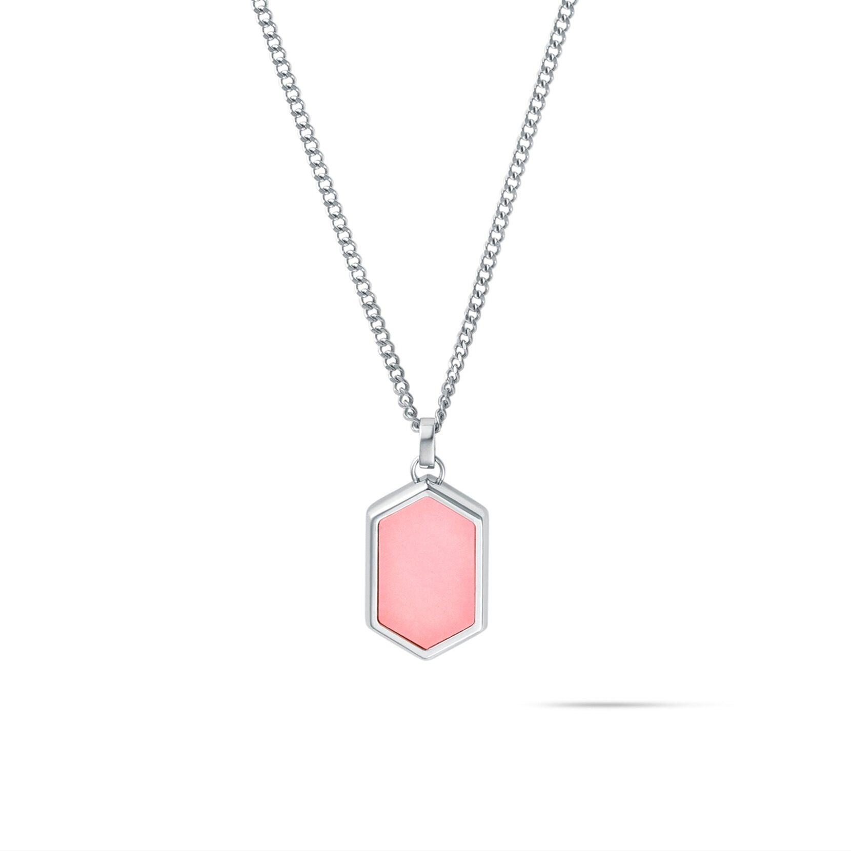 Hex Pendant Necklace | Pink Quartz - main image