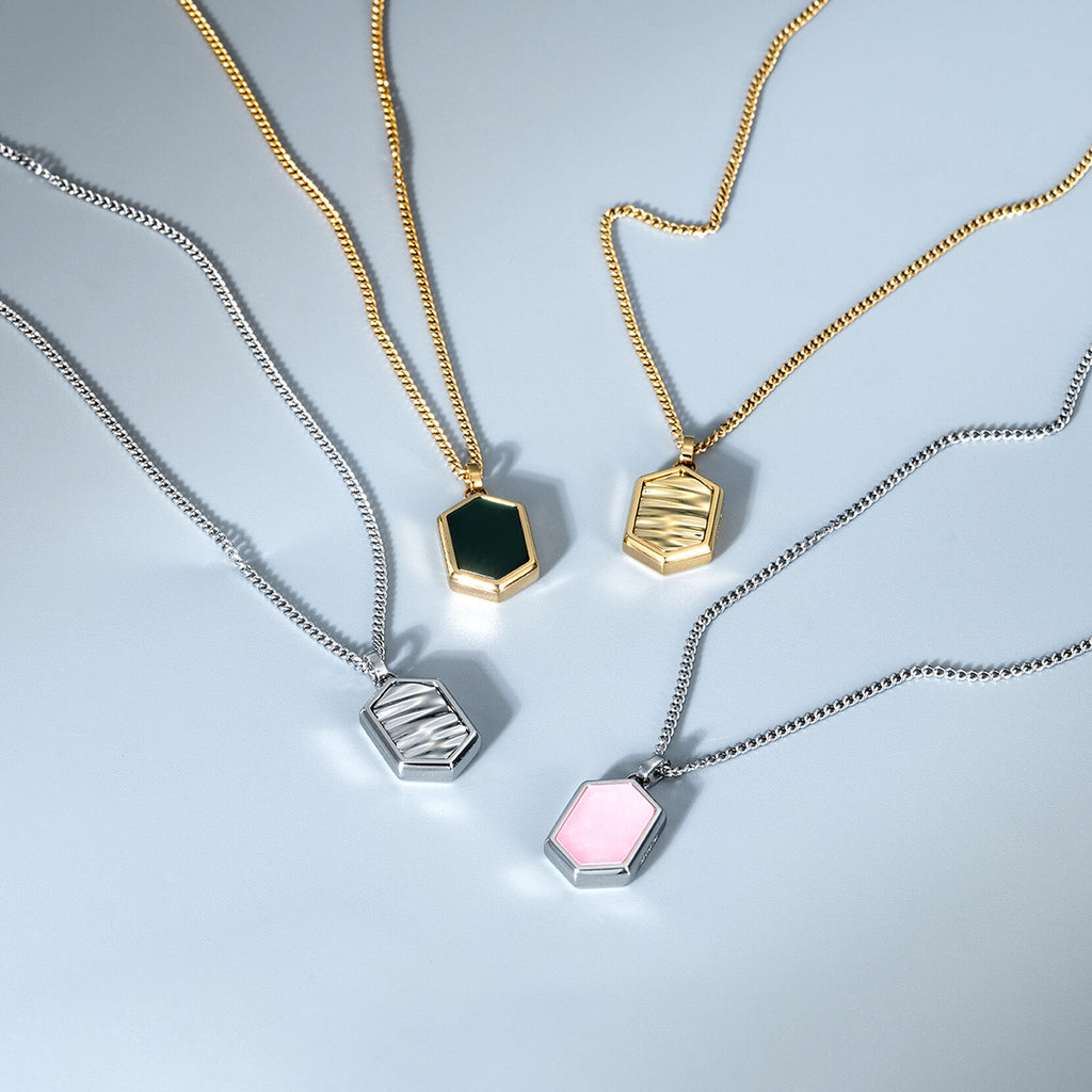 Hex Pendant Necklace | Pink Quartz - image 3